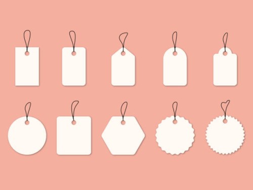 blank price tags vector set on color background - fashion stock illustrations