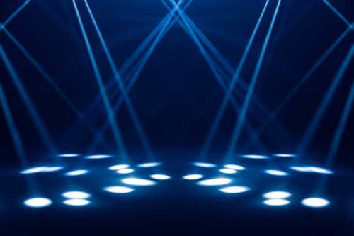 blue stage under concert lighting - concert stock pictures, royalty-free photos & images