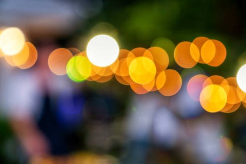 bokeh light in the backyard - garden decoration stock pictures, royalty-free photos & images
