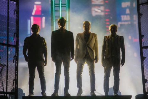 Boston, MA Duran Duran, from left, Roger Taylor, John Taylor, Simon Le Bon and Nick Rhodes enter the stage at the start of their concert at TD Garden.
