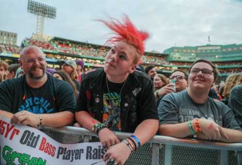 Boston, MA Green Day fans enjoy the band's concert at Fenway Park.