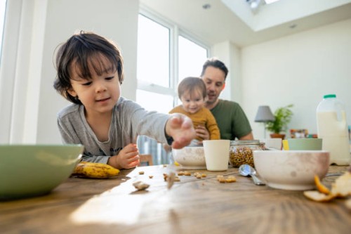 breakfast with my boys - food stock pictures, royalty-free photos & images