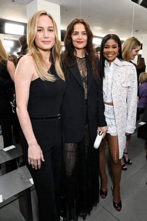Brie Larson, Katie Holmes and Gabrielle Union at Michael Kors RTW Fall 2024 as part of New York Ready to Wear Fashion Week held on February 13, 2024...