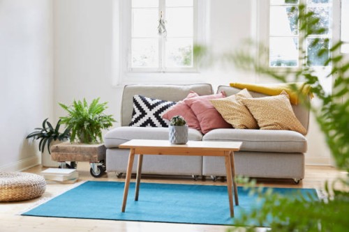 bright modern living room in an old country house - home decoration stock pictures, royalty-free photos & images