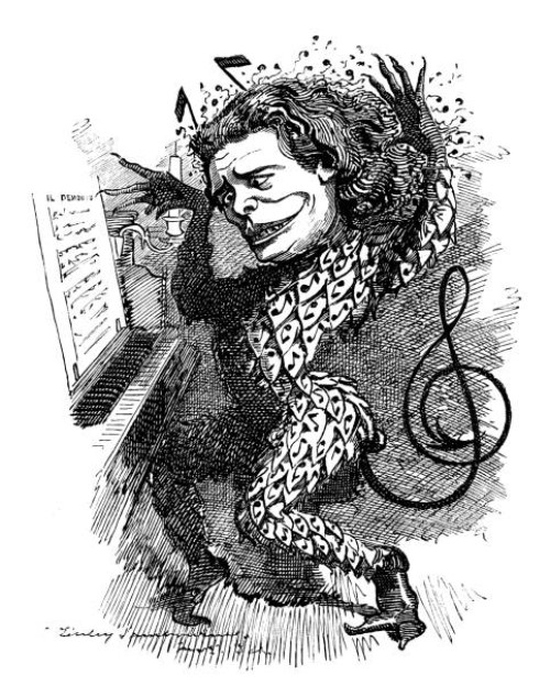 british satire caricature comic cartoon illustration, anton grigoryevich rubinstein - concert stock illustrations