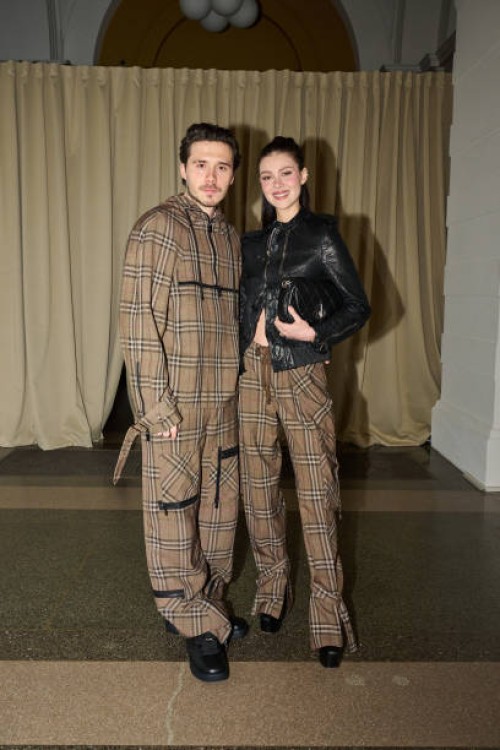Brooklyn Peltz-Beckham, Nicola Peltz-Beckham at the Burberry Fall RTW 2025 fashion show as part of London Fashion Week on February 24, 2025 in...