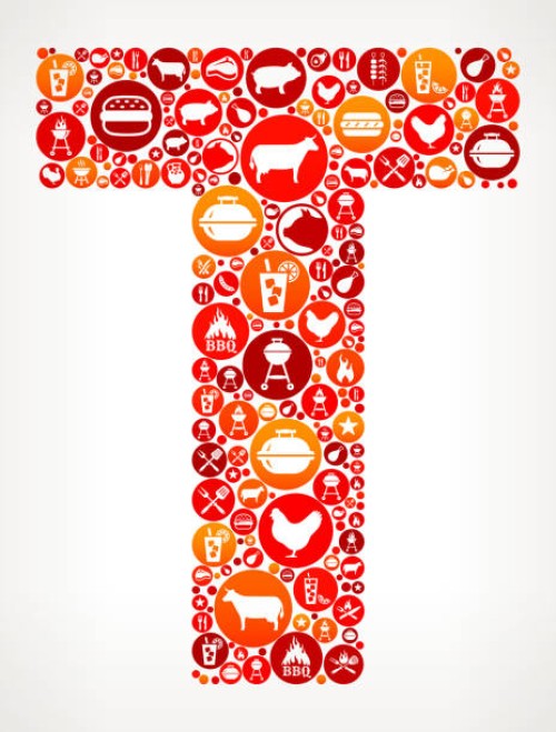 buchstabe t grill party symbol muster hintergrund - junk food stock-grafiken, -clipart, -cartoons und -symbole