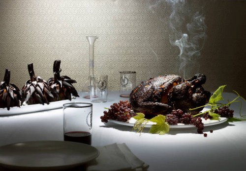 burnt chicken & artichokes on a nice dining table - food stock pictures, royalty-free photos & images