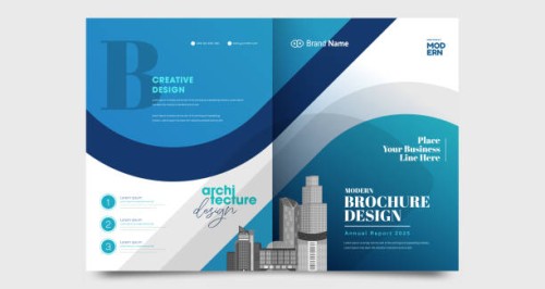 business brochure blue template - fashion stock illustrations
