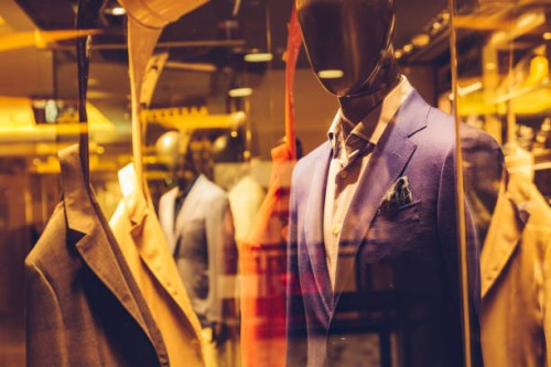 business suits in display window - fashion stock pictures, royalty-free photos & images