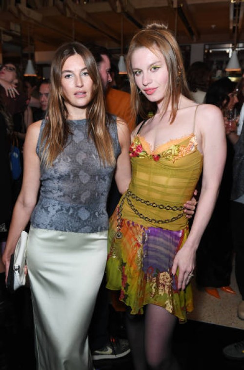 Camille Charriere and Ivy Getty attend the Perfect X Valentino LFW party supported by Belvedere Vodka at 1 Hotel Mayfair on September 18, 2023 in...