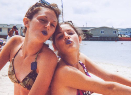 candid portrait of best friends on vacation 1990s 2000s y2k vintage photo of sunscreen women - fashion stock pictures, royalty-free photos & images
