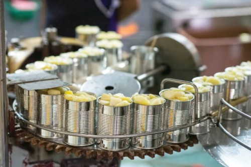 canned pineapple production line, thailand - food photos et images de collection
