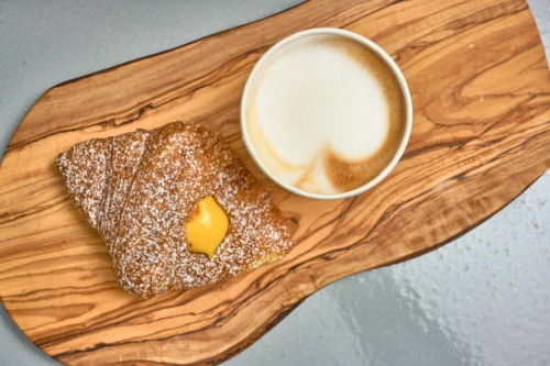 cappuccino and custard brioche - junk food stock pictures, royalty-free photos & images