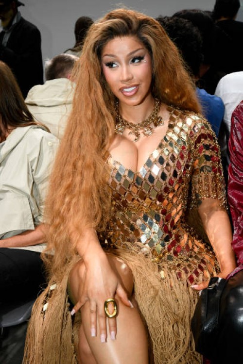Cardi B at Rabanne RTW Spring 2025 as part of Paris Ready to Wear Fashion Week held at Palais de Tokyo on September 25, 2024 in Paris, France.