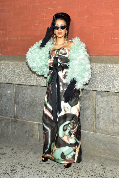 Cardi B attends the Marc Jacobs Fall 2018 fashion show during New York Fashion Week at Park Avenue Armory on February 14, 2018 in New York City.