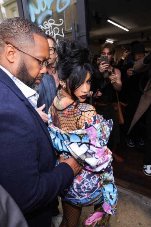 Cardi B attends the Vivienne Westwood Paris Womenswear Spring-Summer 2025 show as part of Paris Fashion Week on September 28, 2024 in Paris, France.