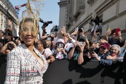Cardi B is seen during the Haute Couture Fall/Winter 2023/2024 as part of Paris Fashion Week on July 03, 2023 in Paris, France.
