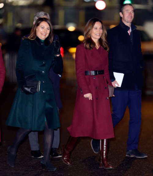 Carole Middleton, Pippa Middleton and James Matthews attend the 'Together at Christmas' Carol Service at Westminster Abbey on December 15, 2022 in...