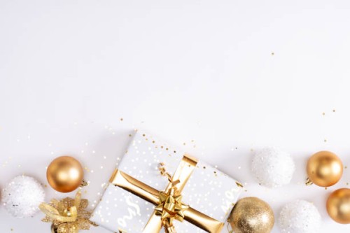 celebration and holiday composition. christmas, birthday, wedding or anniversary gift on white background with star glitter frame. trendy concept for postcard or invitation - home decoration stock pictures, royalty-free photo