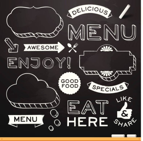 chalkboard restaurant menu elements - food stock illustrations