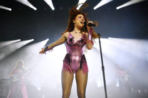 Chappell Roan performs during her 'Midwest Princess Tour' at the Brixton Academy on September 21, 2024 in London, England.
