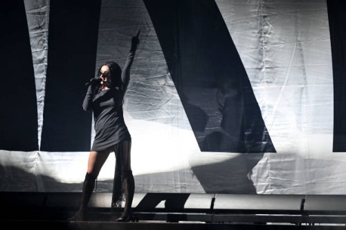 Charli XCX performs at the H&M&LONDON musical event to kick off London Fashion Week at Copperbox on September 12, 2024 in London, England.