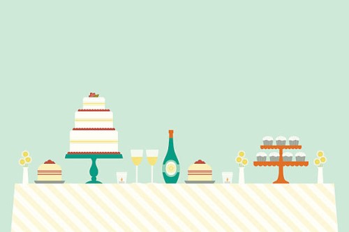 cheerful wedding day table - home decoration stock illustrations
