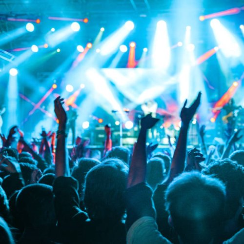 cheering crowd at rock concert - concert stock pictures, royalty-free photos & images
