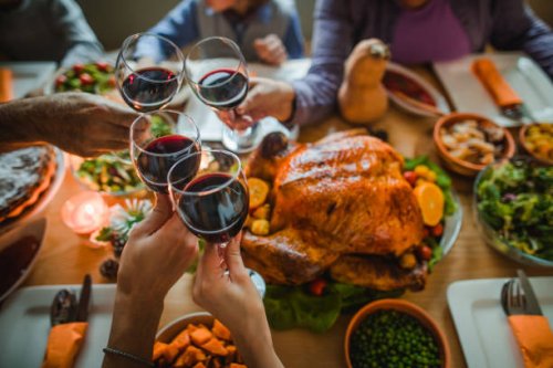 cheers to this great thanksgiving dinner! - food stock pictures, royalty-free photos & images