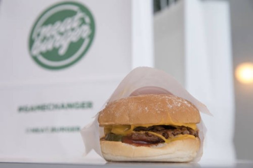Cheese Burger sits on display during the launch of the meat-free Neat Burger fast-food joint in London, U.K., on Monday, Sept. 2, 2019. Fast-food...