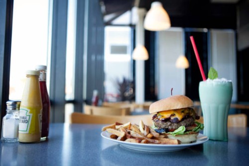 cheeseburger, french fries and milkshake in diner - food stock pictures, royalty-free photos & images