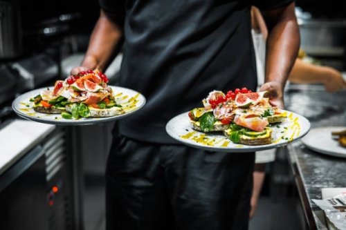 chef serving gourmet toast delights - food stock pictures, royalty-free photos & images