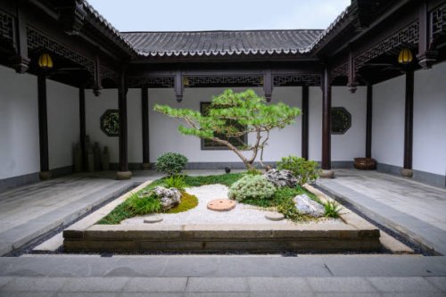 chinese style garden building interior - garden decoration stock pictures, royalty-free photos & images