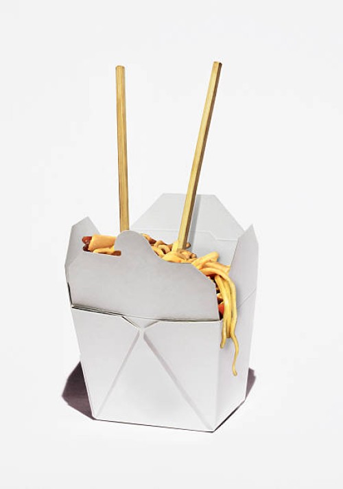chinese takeaway box with noodles and chopsticks - junk food stock pictures, royalty-free photos & images
