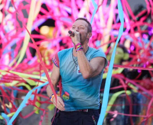 Chris Martin of Coldplay performs on NBC's "Today" at Rockefeller Plaza on October 08, 2024 in New York City.