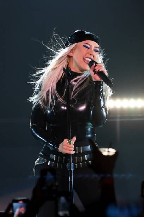 Christina Aguilera performs during the Unstoppable Weekend grand opening celebration at The Theater at Virgin Hotels Las Vegas on June 10, 2021 in...