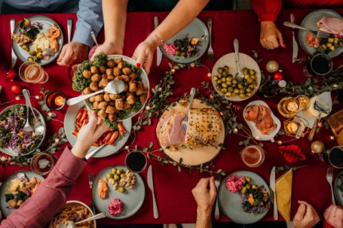 christmas food smorgasbord - food stock pictures, royalty-free photos & images