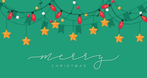 christmas greeting with colorful hanging decorations - home decoration stock illustrations