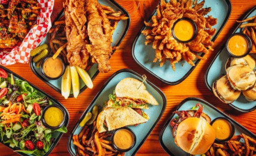 classic american foods for lunch or dinner - junk food stock pictures, royalty-free photos & images