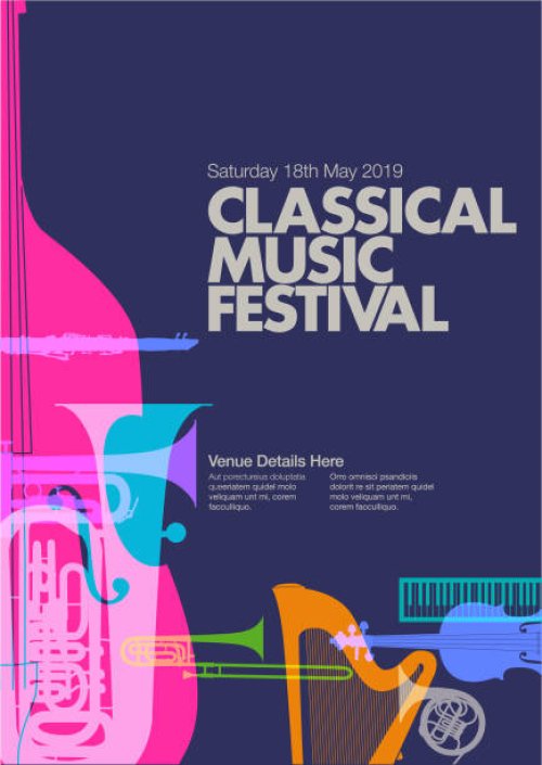 classical music poster - concert stock illustrations