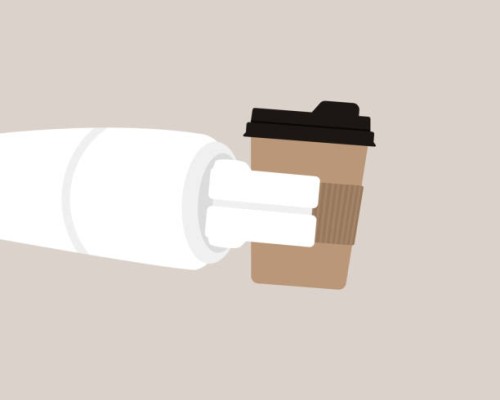 close-up of robot arm holding coffee cup. artificial intelligence and robotics concept - junk food stock illustrations