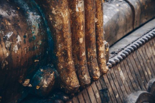 close up of the fingers of bronze buddha statue in buddhist temple. - nails art stock pictures, royalty-free photos & images