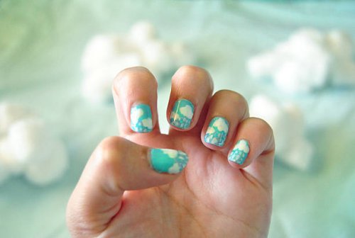 clouds and rain nail art - nails art stock pictures, royalty-free photos & images