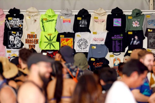 Coachella Merchandise is seen during the 2022 Coachella Valley Music And Arts Festival on April 16, 2022 in Indio, California.