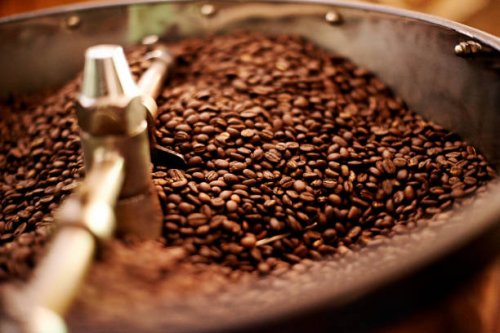 coffee beans, machine and factory with ingredient for roast, product, export or quality assurance. empty, top view and manufacturing with equipment for premium espresso, caffeine or fresh blend - coffee stock pictures, royalt