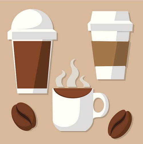 coffee cup and beans - junk food stock illustrations