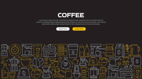 coffee related banner design for web page, headline, brochure, annual report and book cover - coffee stock illustrations