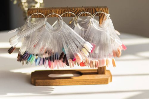 collection of nails color polish samples. - nails art stock pictures, royalty-free photos & images