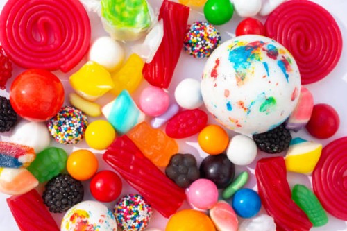 colorful candy background, sugar candies - food stockfoto's en -beelden